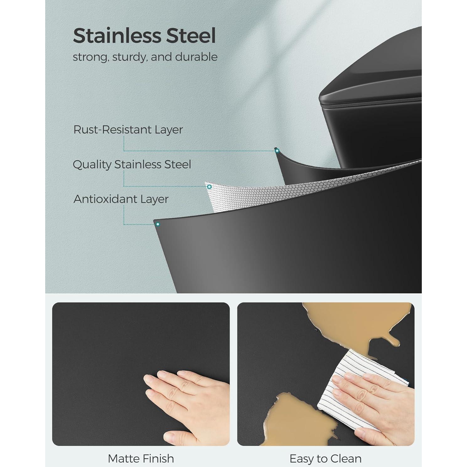 Bote de Basura Slim SONGMICS 50L Acero Inoxidable Negro