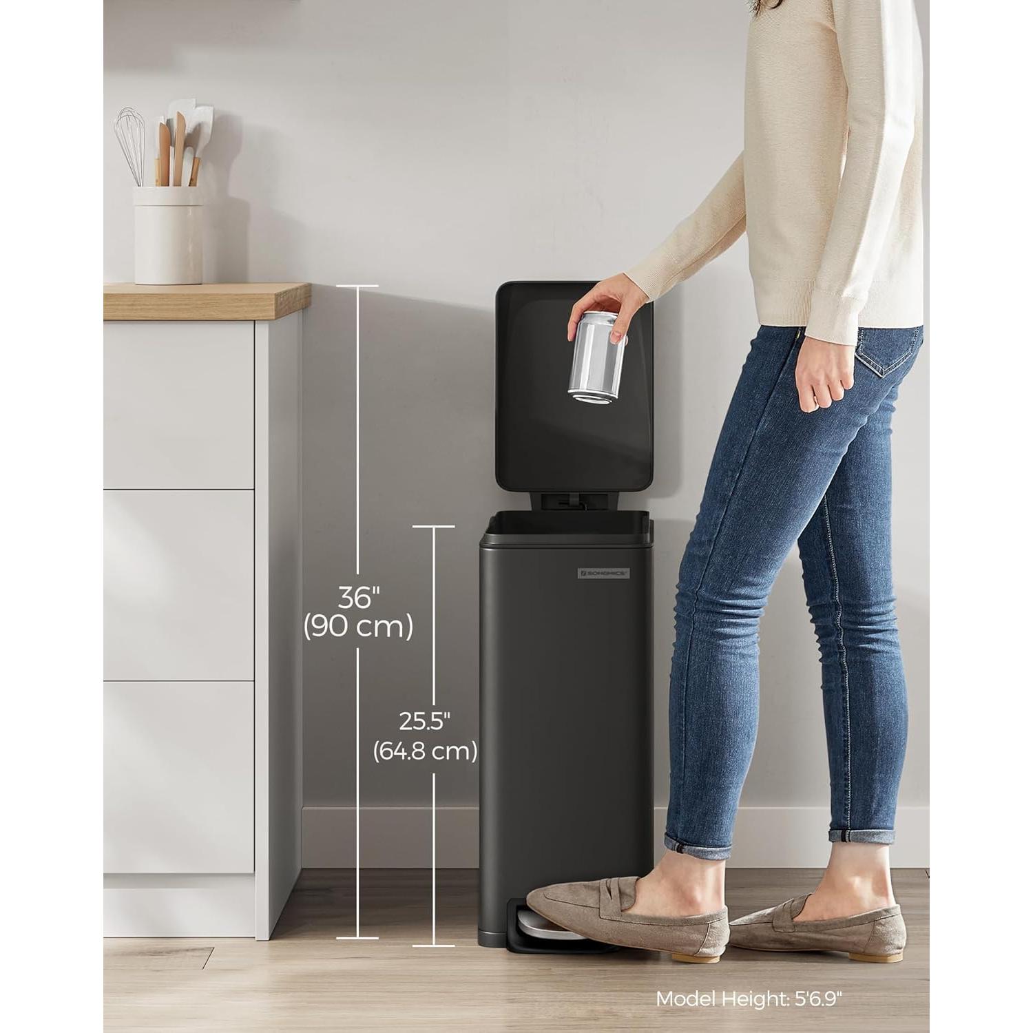 Bote de Basura Slim SONGMICS 50L Acero Inoxidable Negro