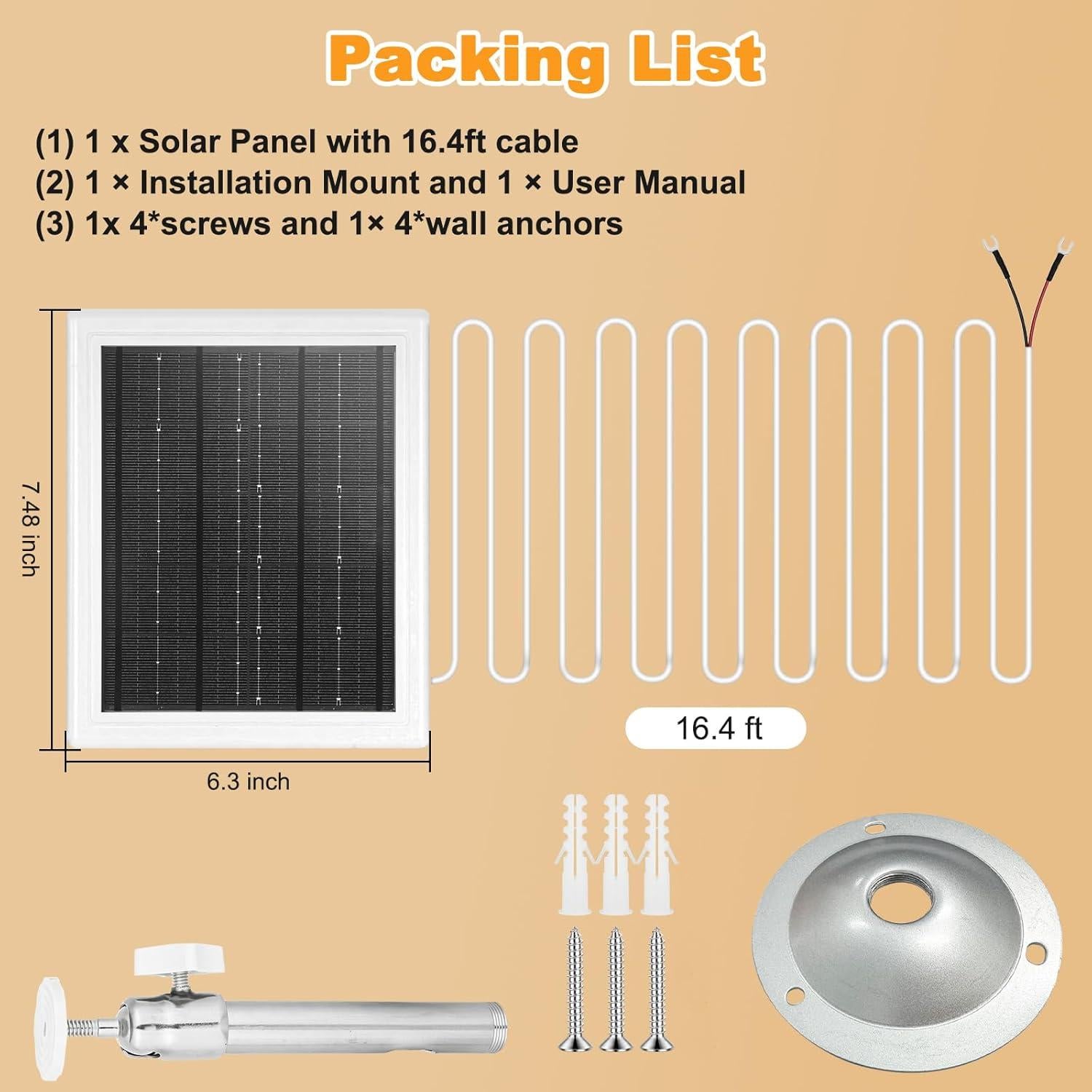 Cargador Solar BOBUY 5W 12VAC para Ring Video Doorbell 3/4