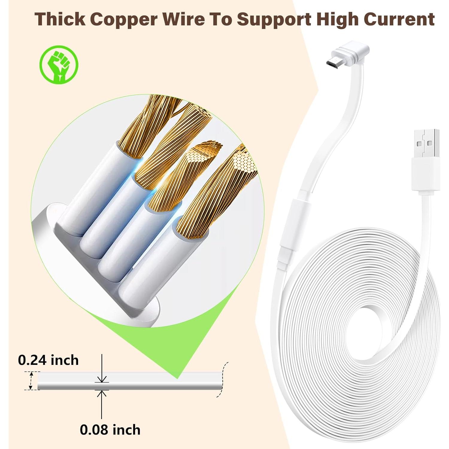 Cable de Extensión Micro USB 7.5m Goldtime para WYZE Cam