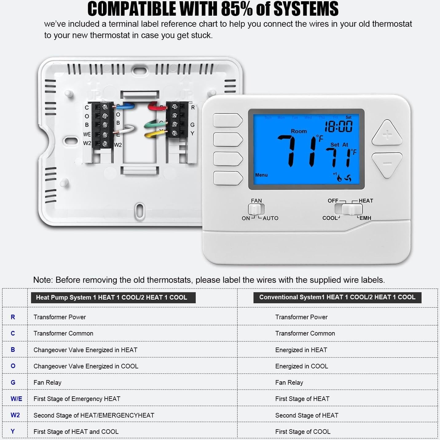 Termostato Suuwer S721 Bomba de Calor No Programable 2H/1C