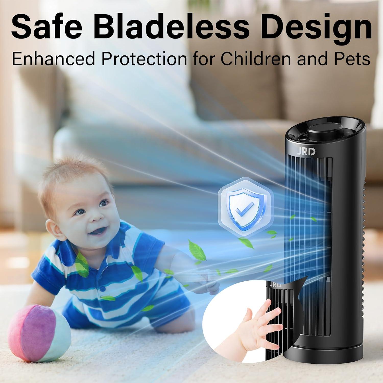 Ventilador de Torre JRD FTS005 de 33 cm, 3 Velocidades, Oscilante