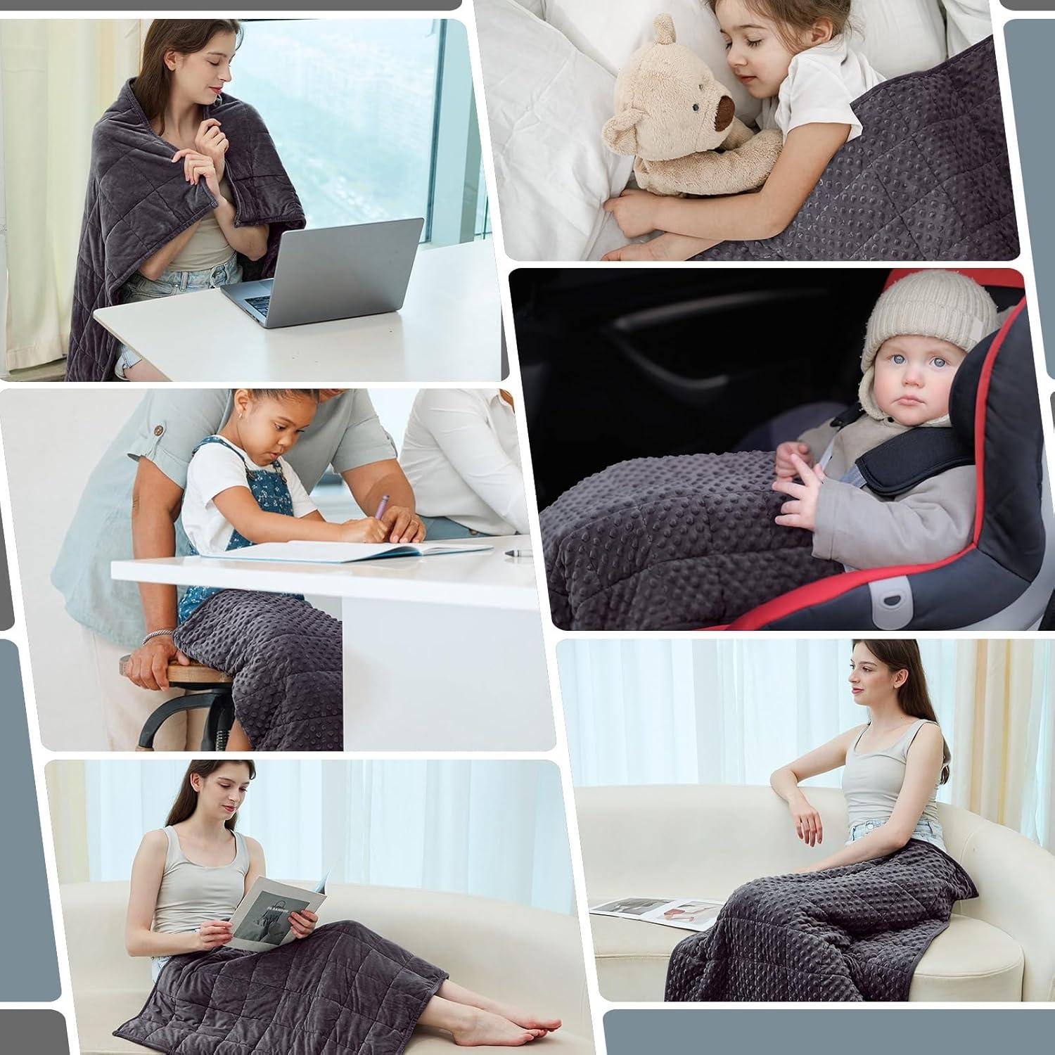 Manta con peso YUSRA 0.9kg Gris oscuro 61x81cm Terciopelo