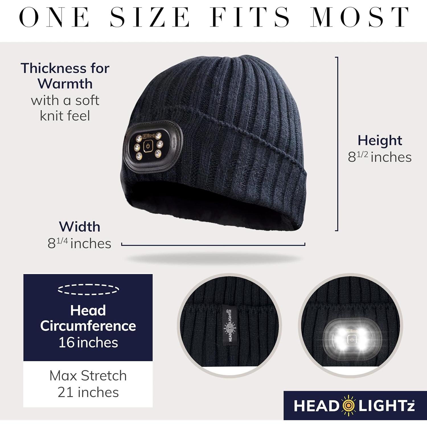 Gorro LED Headlightz Roq Innovation Unisex Recargable