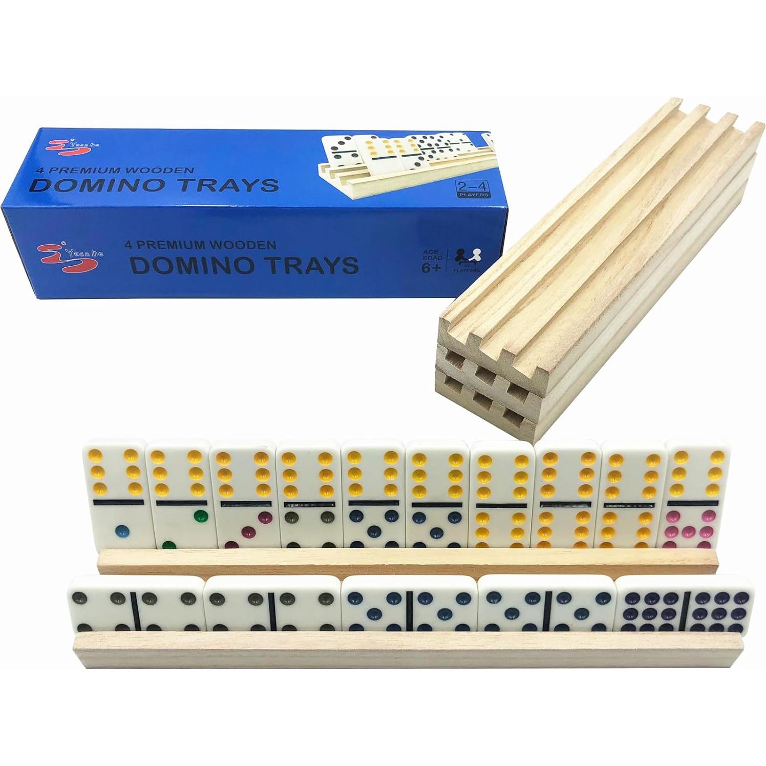 Soporte para Fichas de Dominó Yuanhe - Juego de 4 Madera 25x6x1.8cm