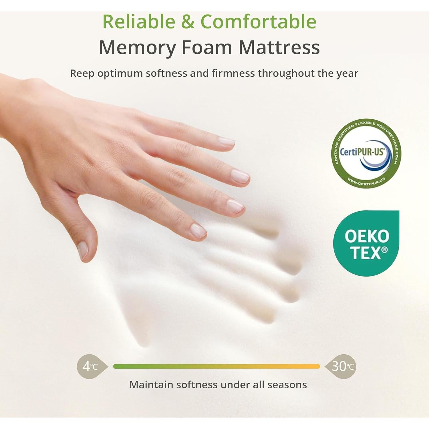 Colchón Twin EGOHOME 5 Pulgadas Espuma con Memoria Gel Verde