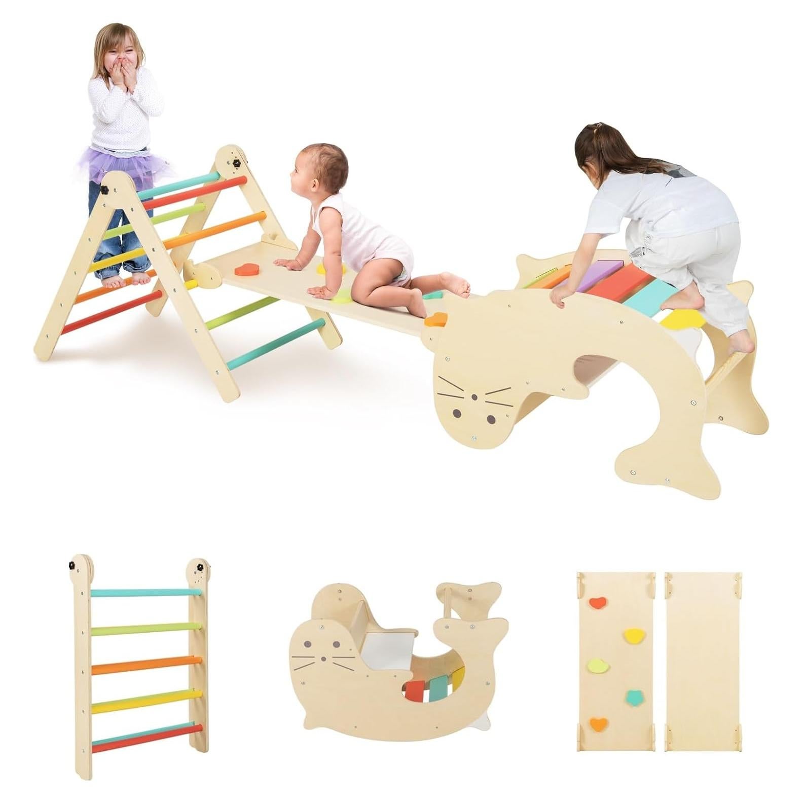Conjunto de Escalada Pikler Olakids 7 en 1 Madera Montessori