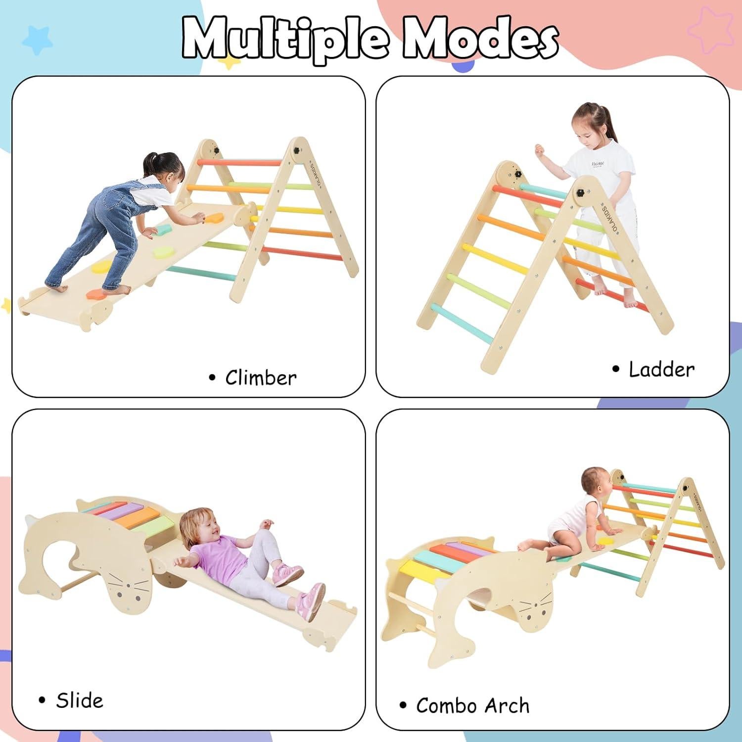 Conjunto de Escalada Pikler Olakids 7 en 1 Madera Montessori