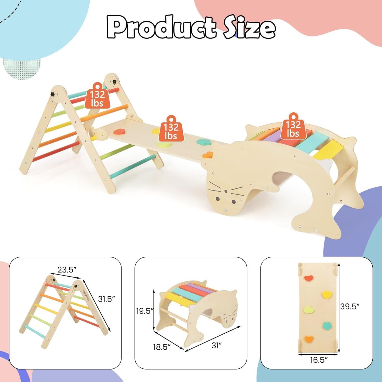 Conjunto de Escalada Pikler Olakids 7 en 1 Madera Montessori