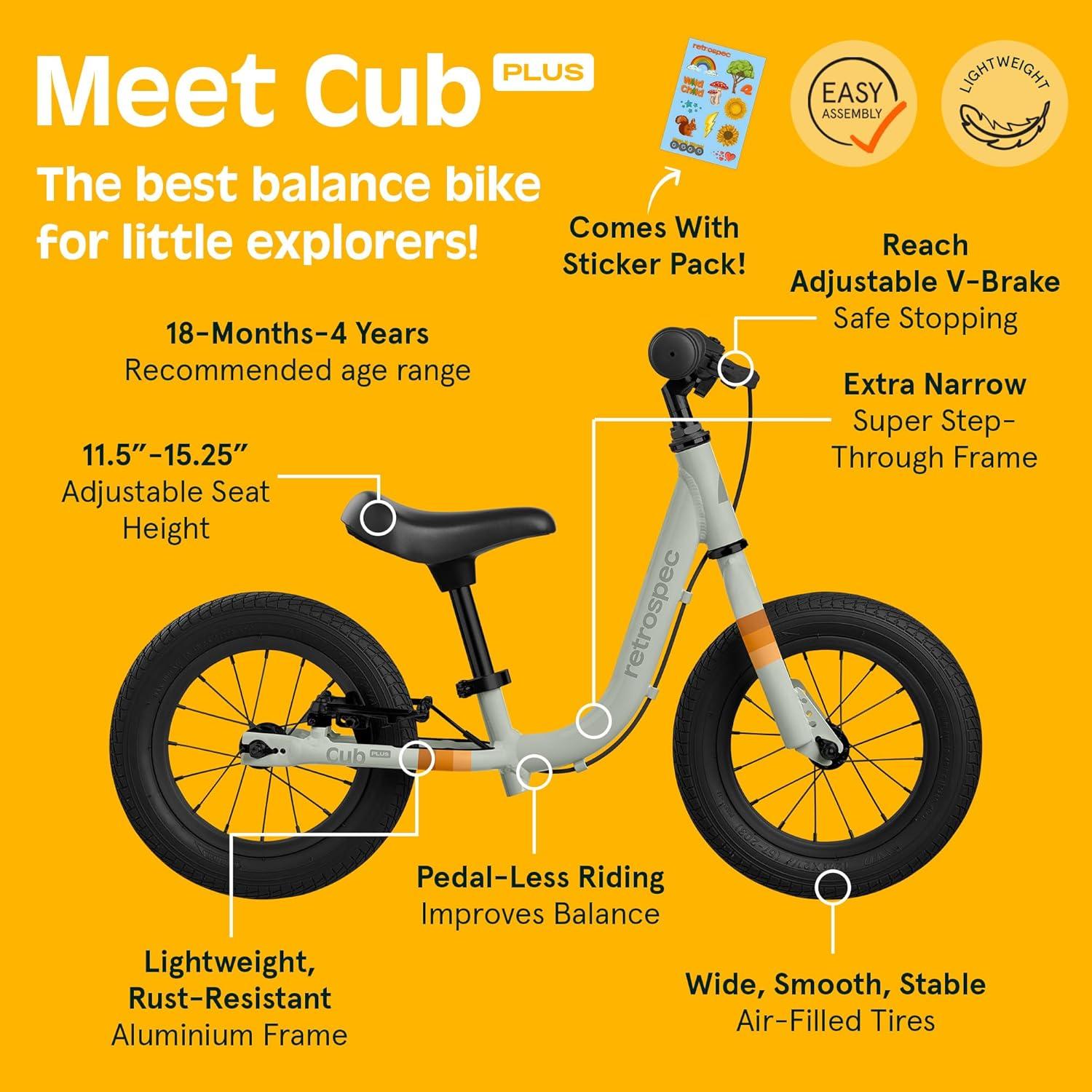 Bicicleta de Equilibrio Retrospec Cub Plus para Niños 18 Meses a 4 Años