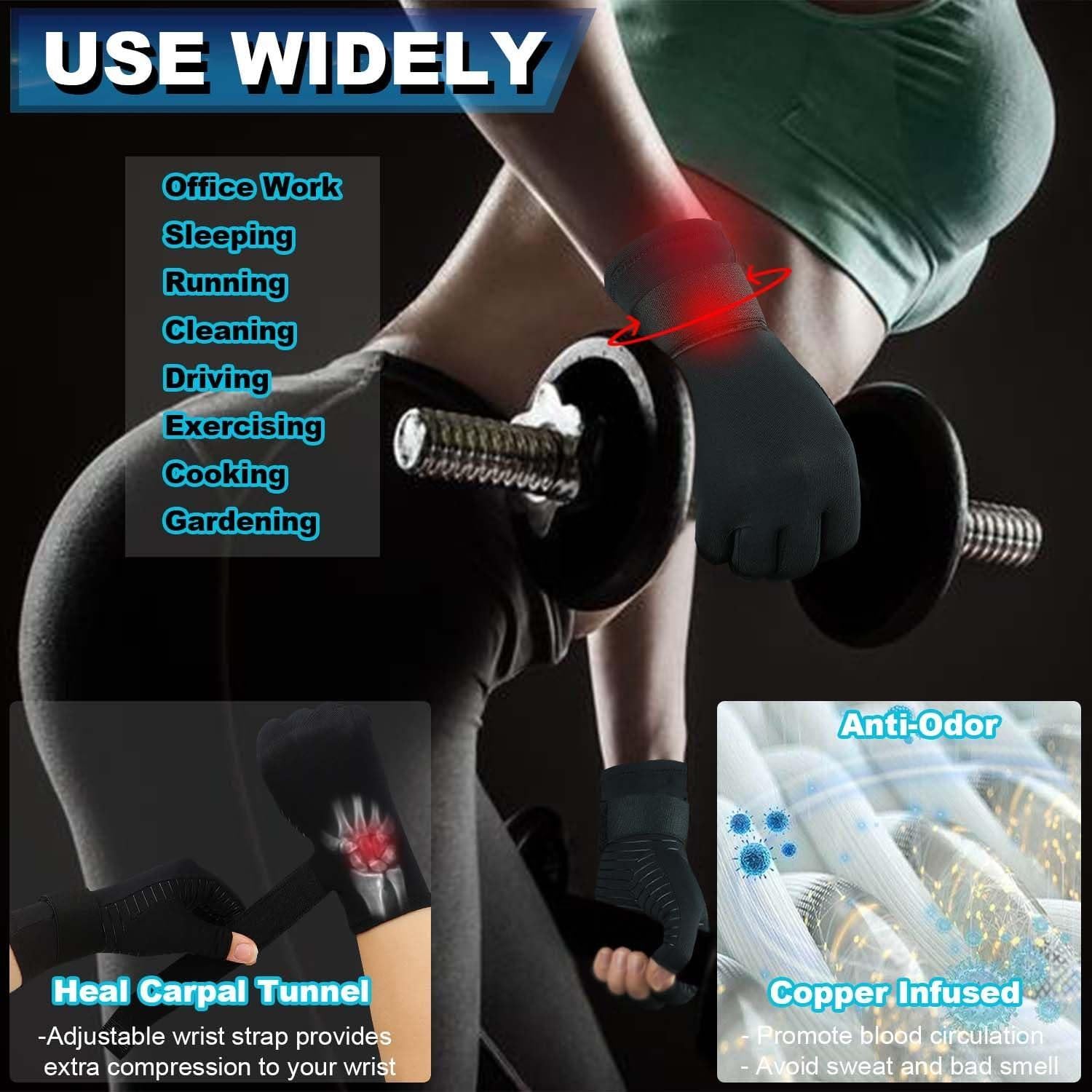 Guantes de Cobre para Artritis Kecartu - 2 Pares Ajustables