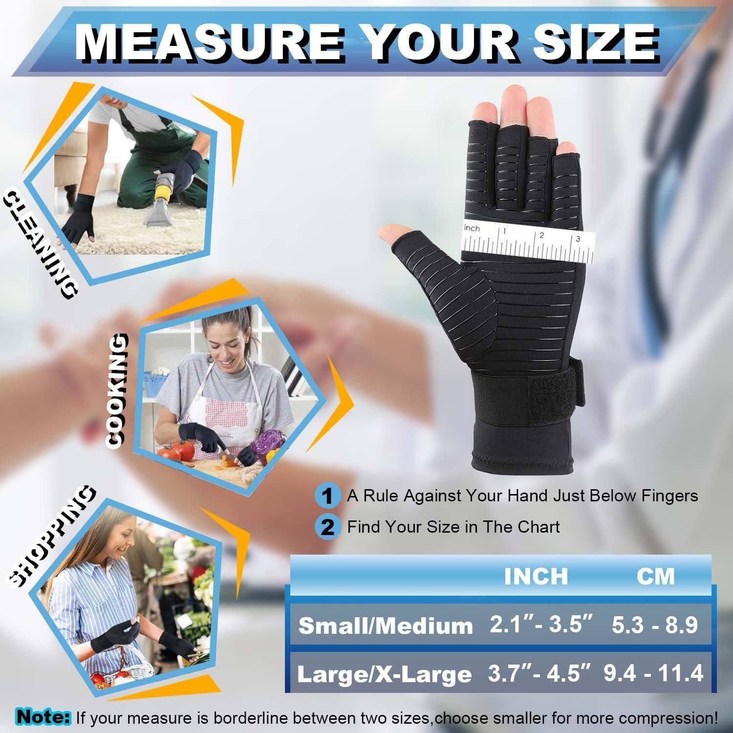 Guantes de Cobre para Artritis Kecartu - 2 Pares Ajustables