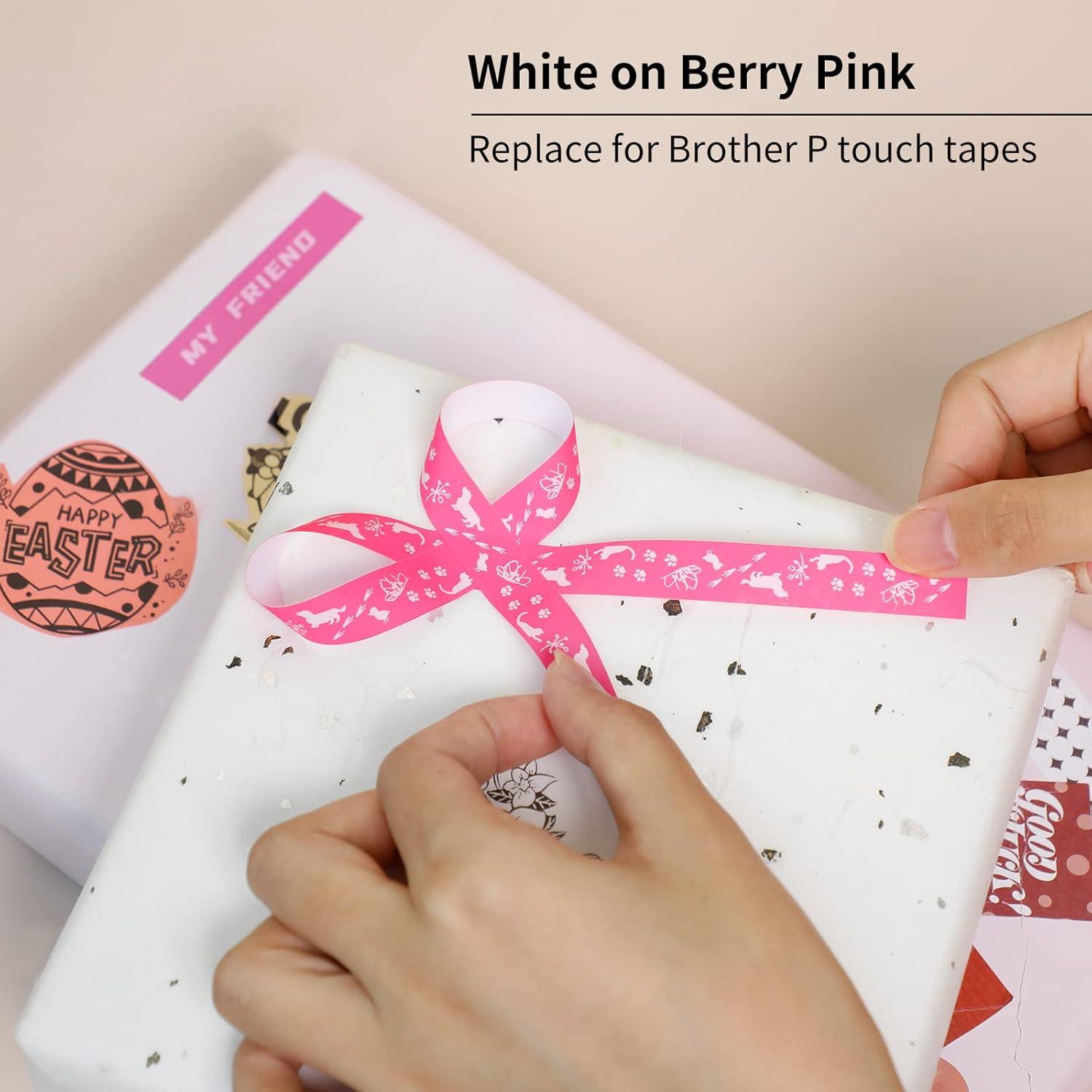 Cinta de Etiquetas Oozmas 12mm Rosa Berry Compatible Brother