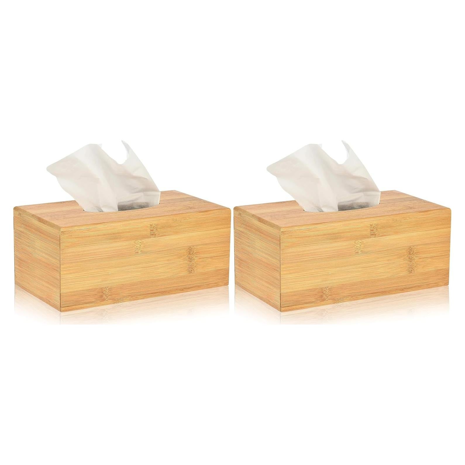 Cubierta de Caja de Tejidos Rectangular Alpine de Bambú - Paquete de 2
