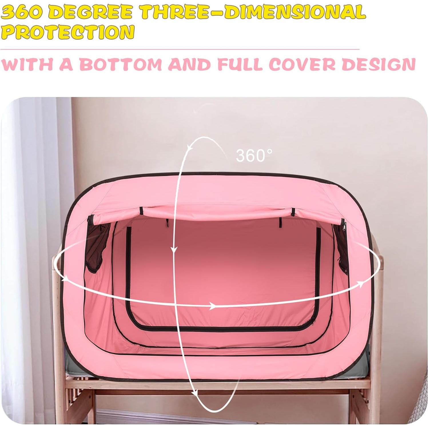 Carpa de Cama Plegable para Bebés Porayhut Rosa 135x68.5 cm