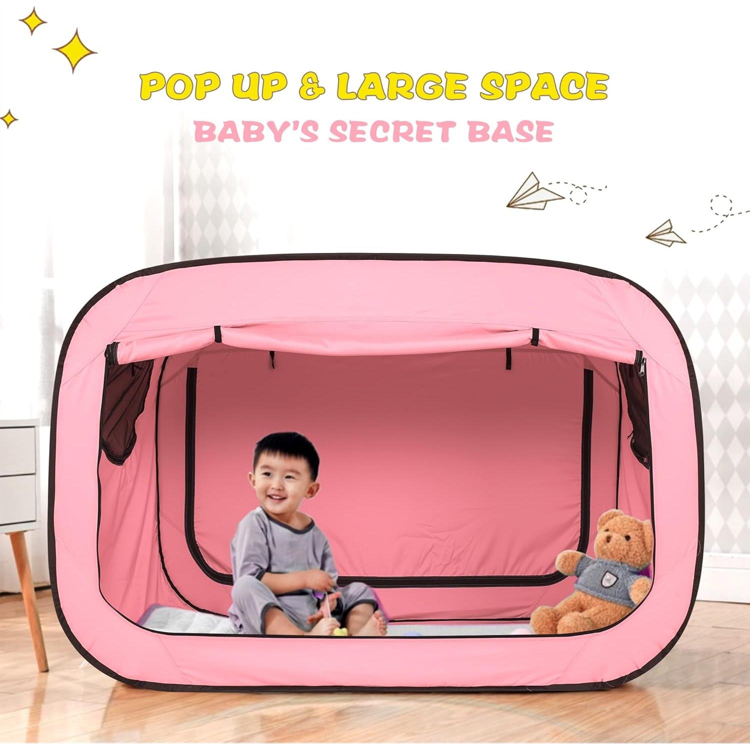 Carpa de Cama Plegable para Bebés Porayhut Rosa 135x68.5 cm