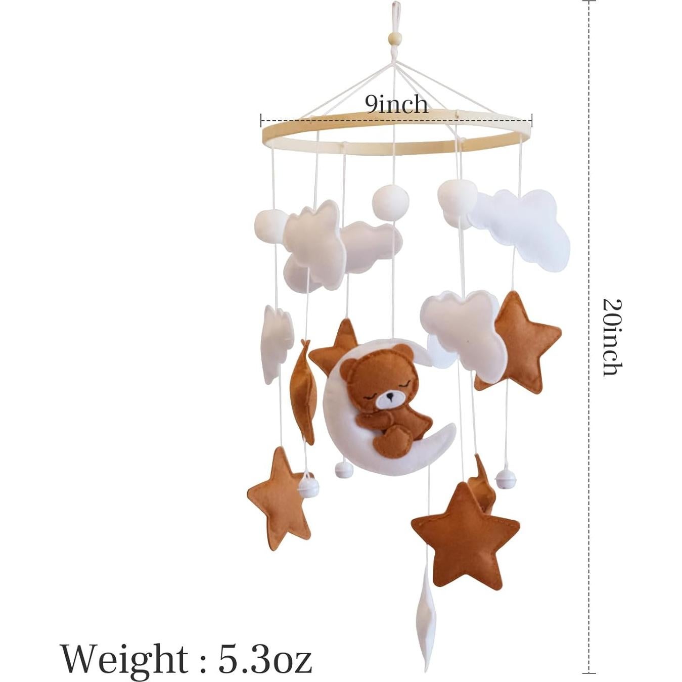 Móvil de Cuna HanMiaMia Oso Durmiendo Fieltro Hipoalergénico