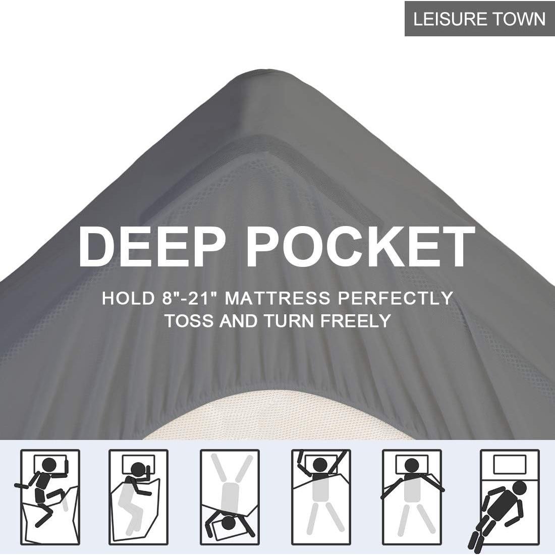 Funda de colchón ajustable LEISURE TOWN Individual 99x191 cm Gris