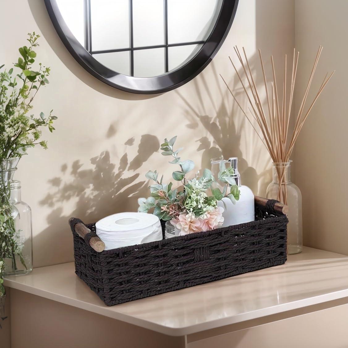 Cesta de Almacenamiento Rattanzenith Negra 35.56x15.24x10.16 cm