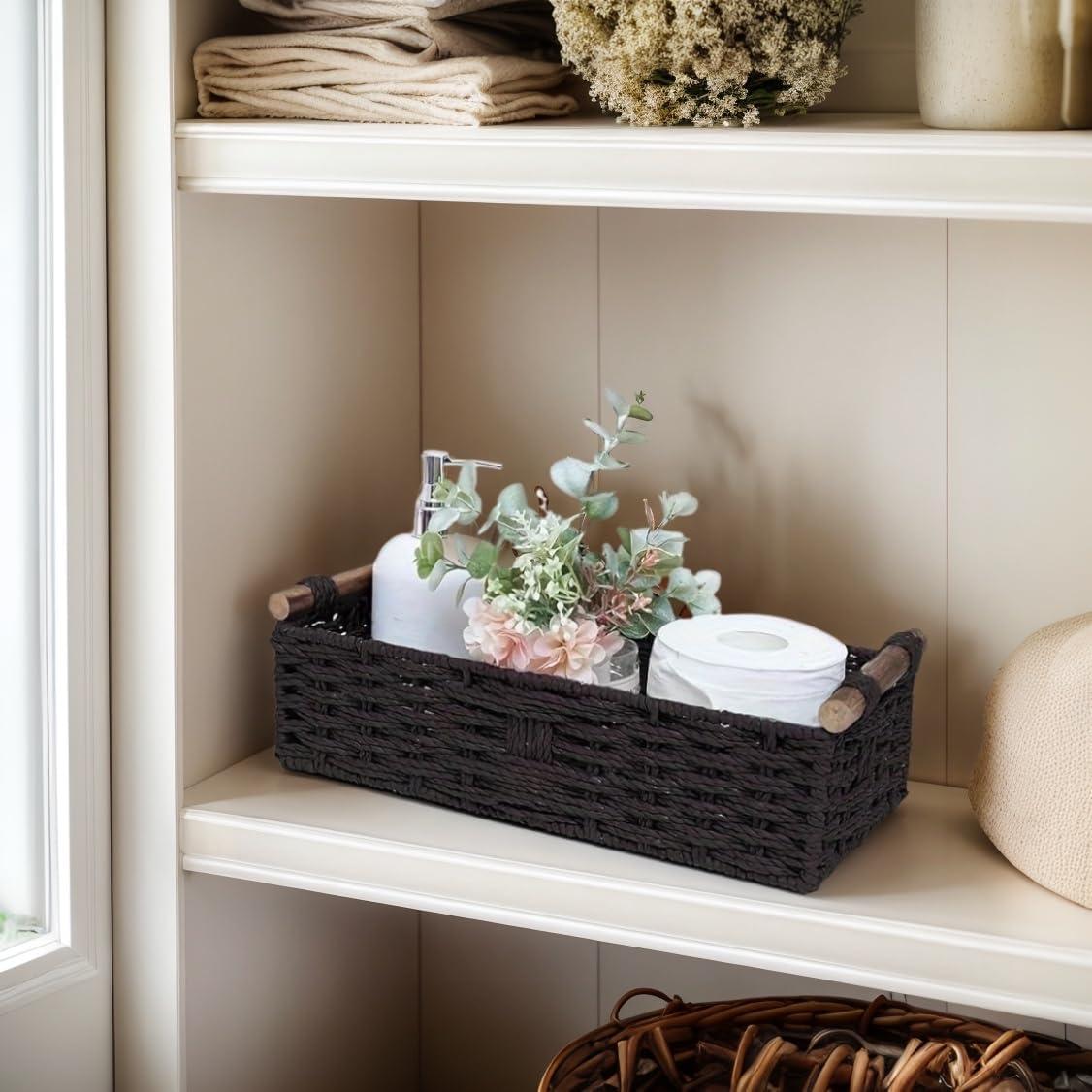 Cesta de Almacenamiento Rattanzenith Negra 35.56x15.24x10.16 cm