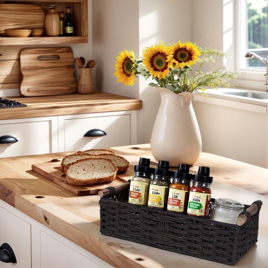 Cesta de Almacenamiento Rattanzenith Negra 35.56x15.24x10.16 cm