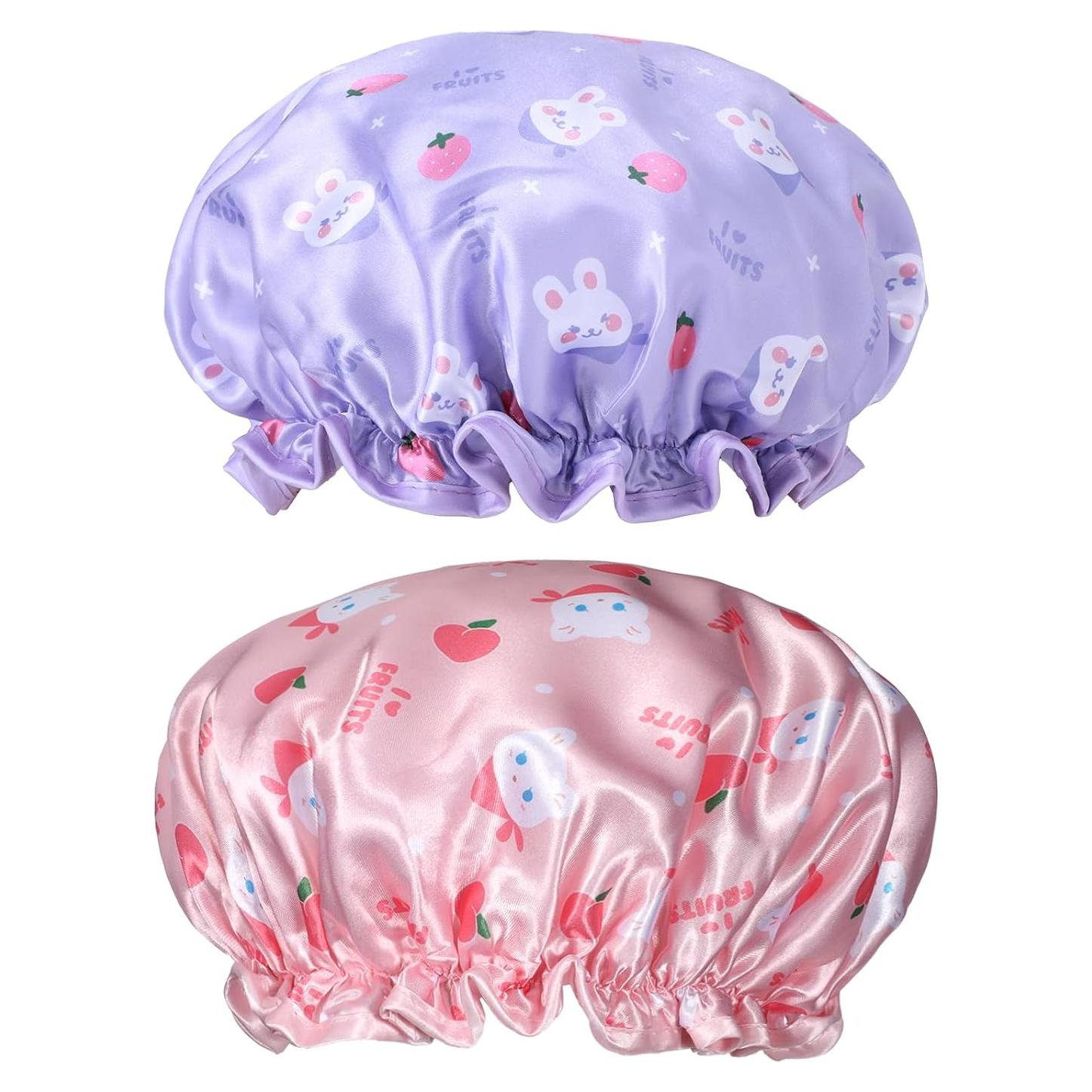 Gorros de Ducha para Niños BOHUIZ 2 Pcs Impermeables Rosa + Púrpura