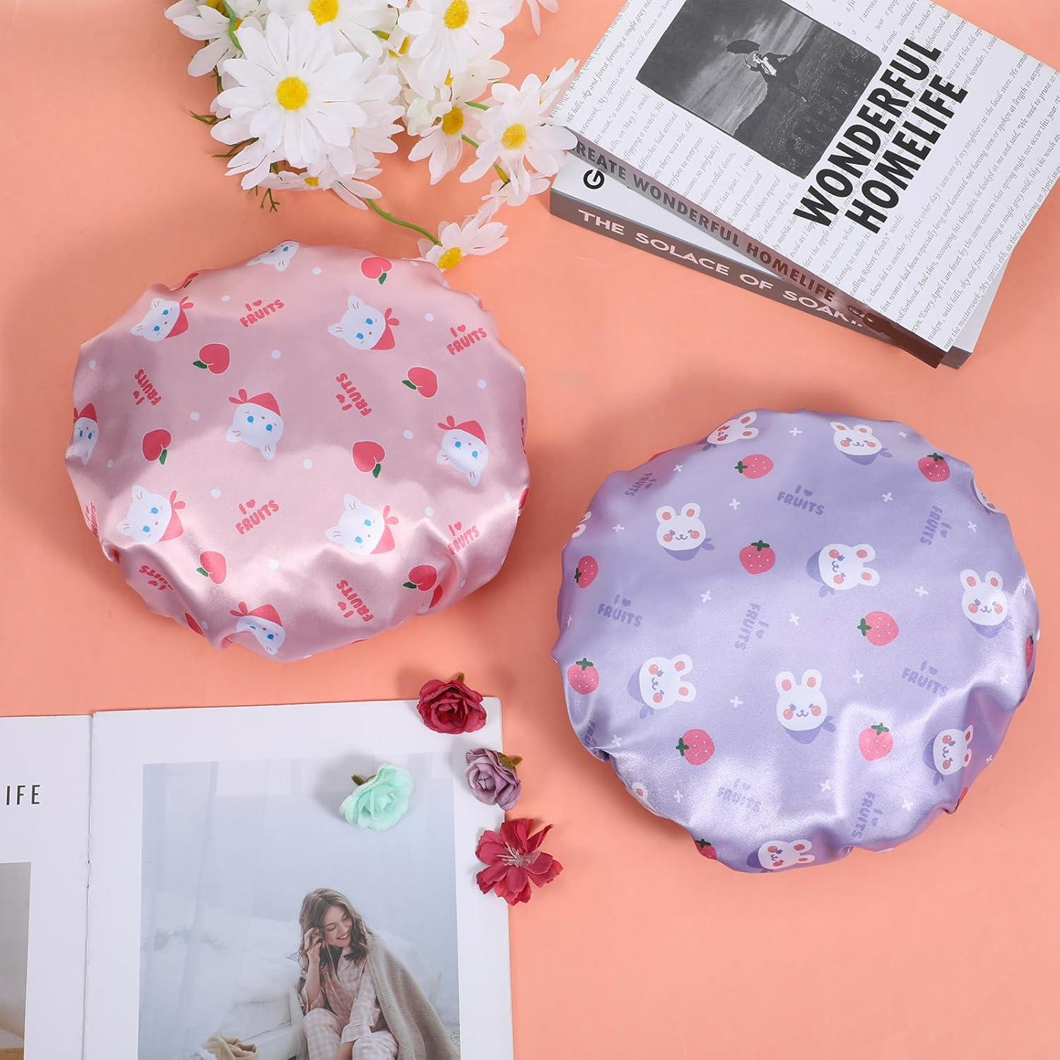 Gorros de Ducha para Niños BOHUIZ 2 Pcs Impermeables Rosa + Púrpura