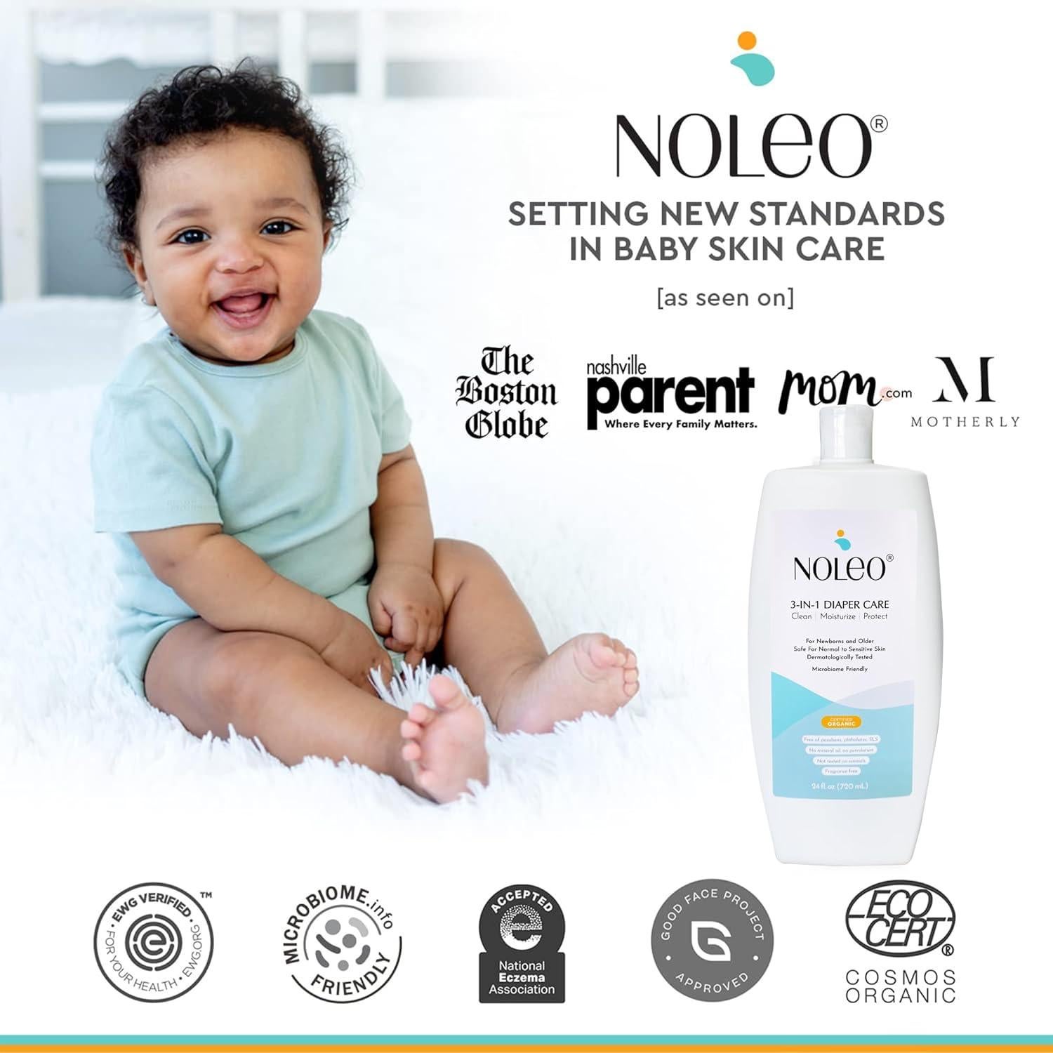 Crema para Bebé 3-en-1 NOLEO 680 g - Limpiador y Protector