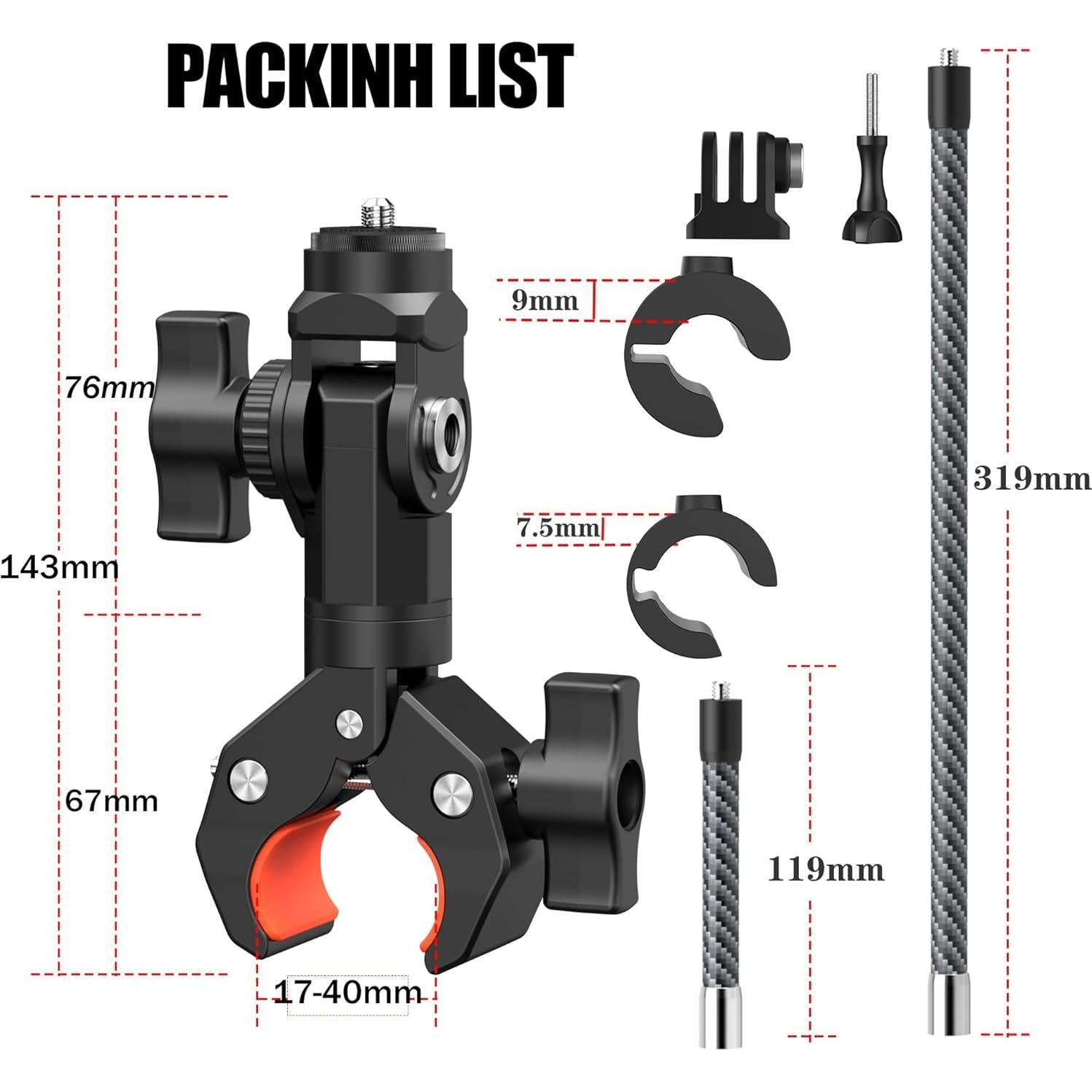 Soporte de Manillar de Bicicleta KOQEIEY para Insta360 y GoPro