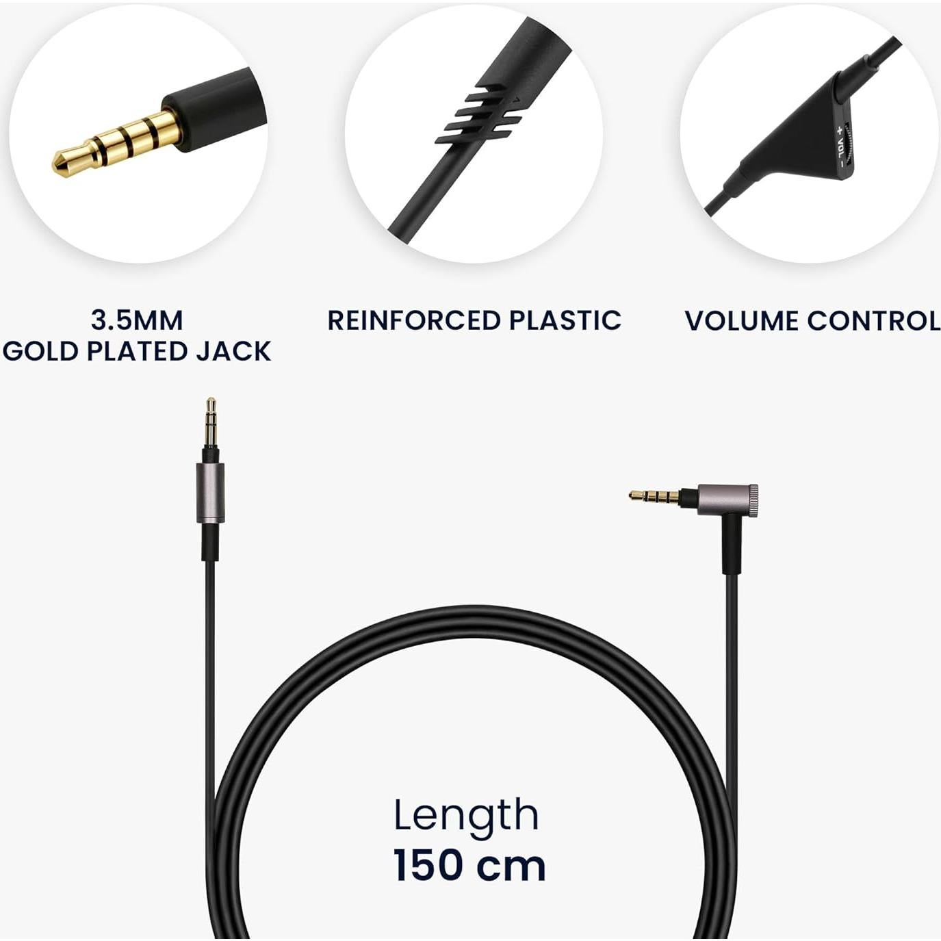Cable de Auriculares kwmobile 150cm con Control de Volumen para Sony