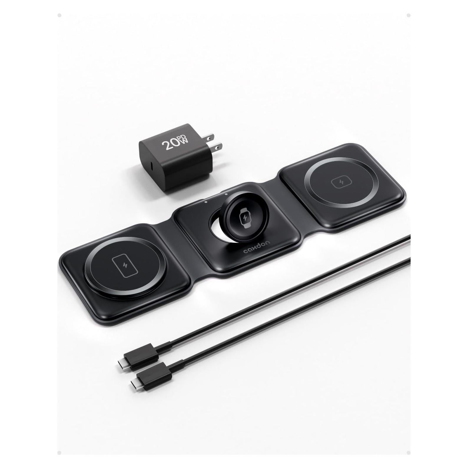 Cargador Inalámbrico 3-en-1 Caxdon M9 para iPhone, Watch y AirPods