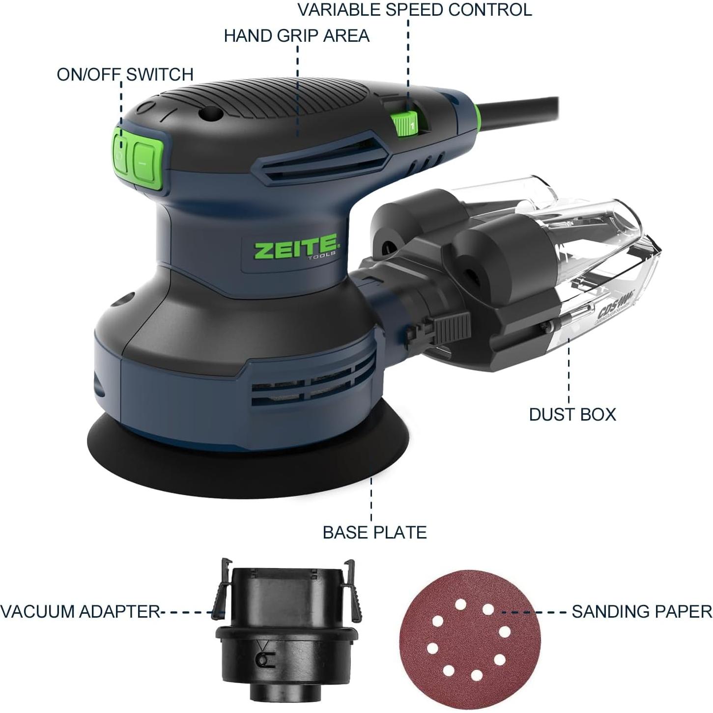 Lijadora Orbital Eléctrica Zeite 3.0A 127mm Velocidad Variable