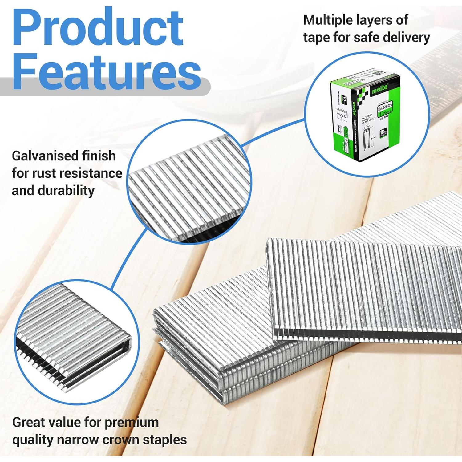 Grampas de Corona Estrecha Meite 18 Calibre 1" 4000 PCS