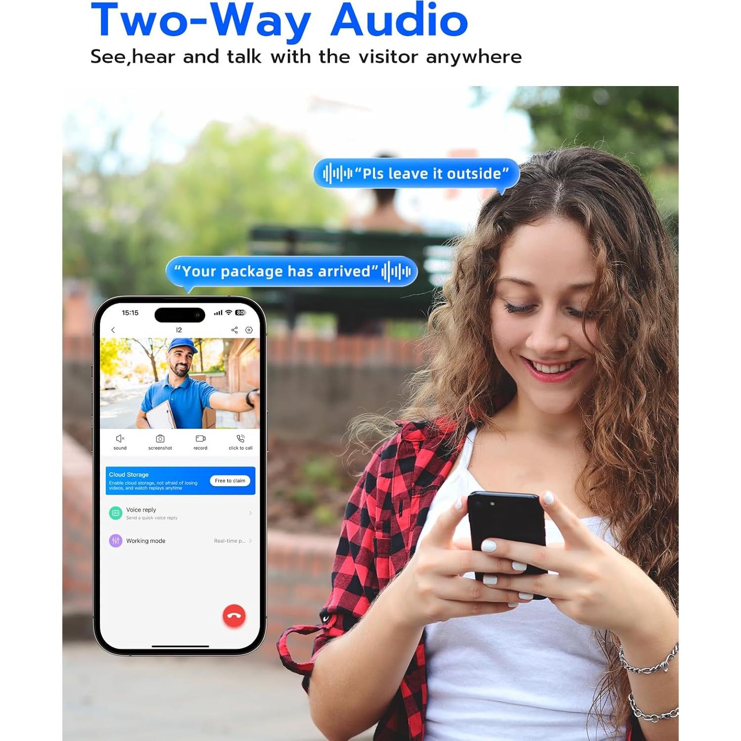 Cámara de Timbre de Video JOOAN 2K Inalámbrica WiFi con Alarma