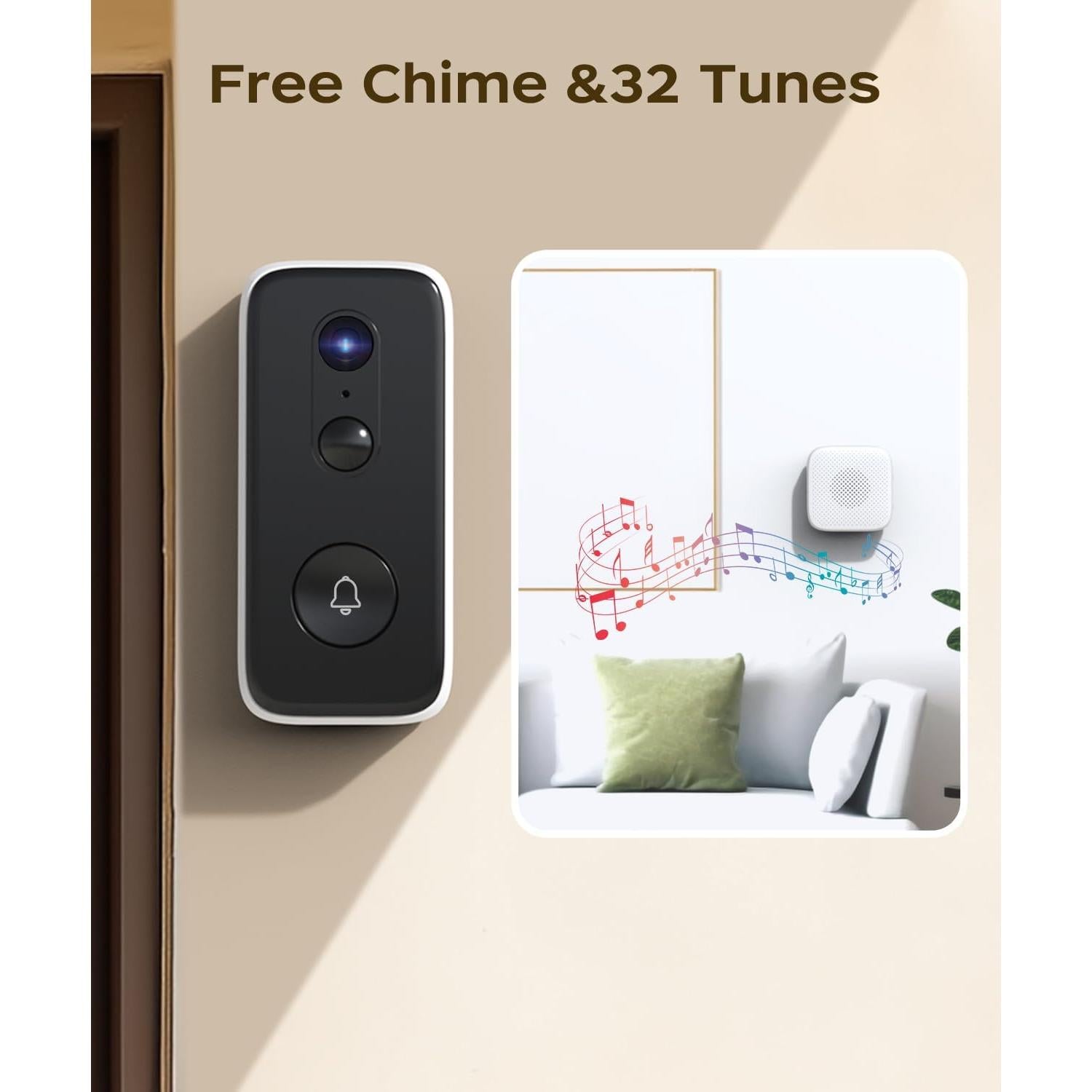 Cámara de Timbre de Video JOOAN 2K Inalámbrica WiFi con Alarma