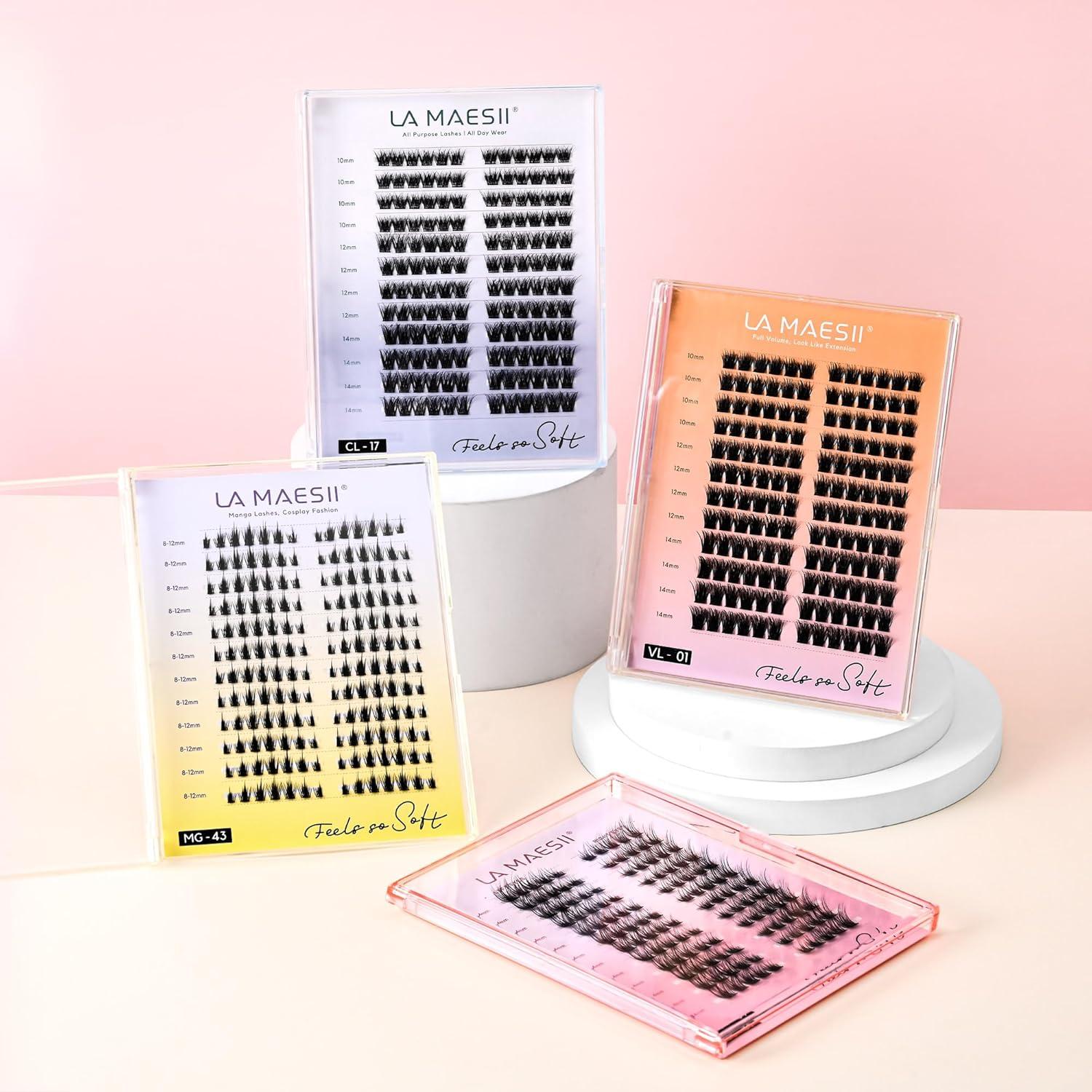 Grupos de Pestañas La Maesii 144Pcs C Curl 10-14mm