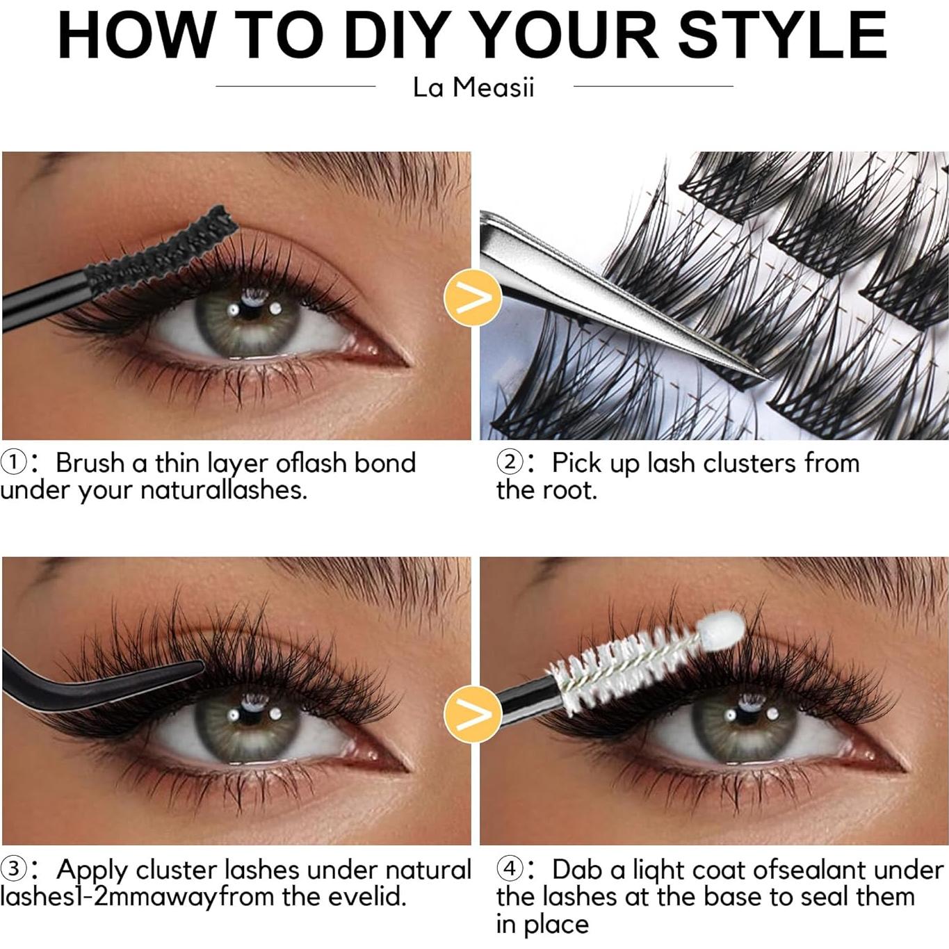 Grupos de Pestañas La Maesii 144Pcs C Curl 10-14mm