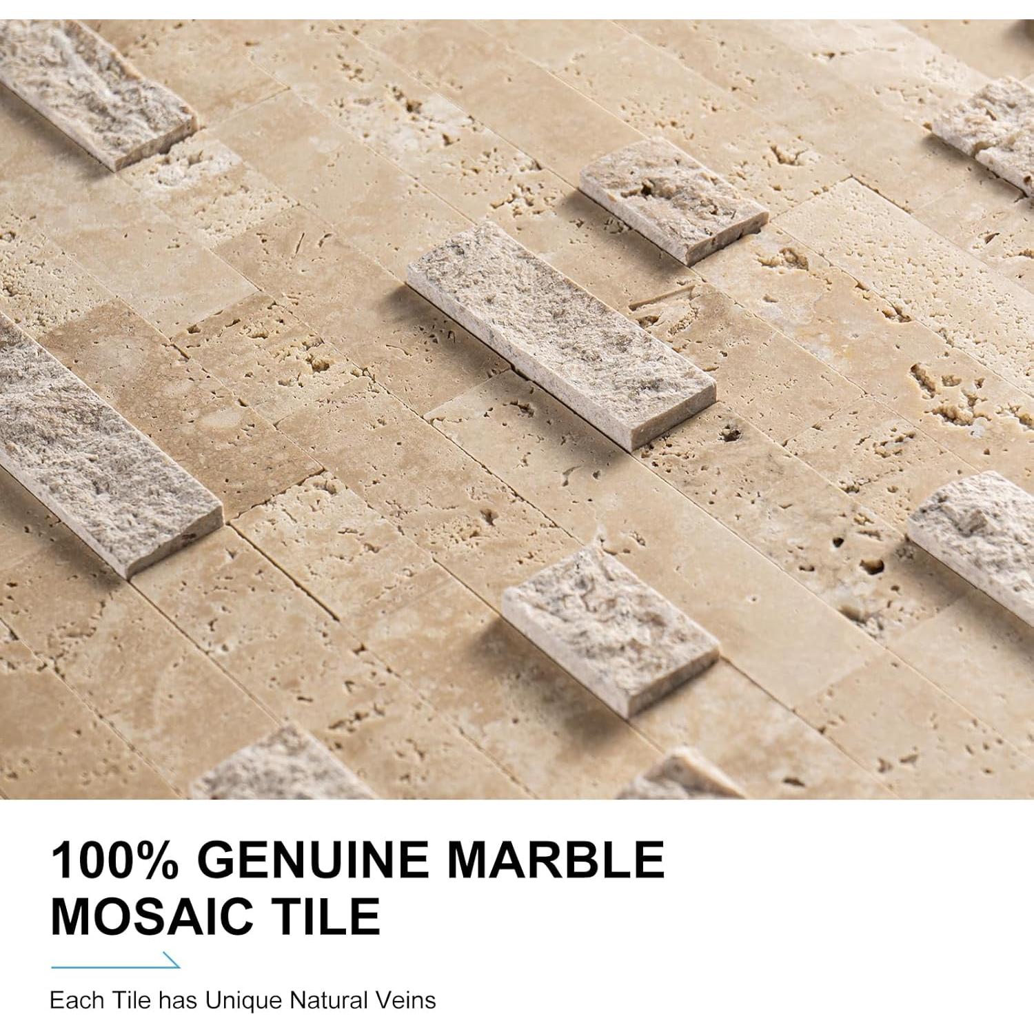 Azulejos de Mosaico 3D V-MOZZA Beige Mixto 5 Hojas 0.39m²