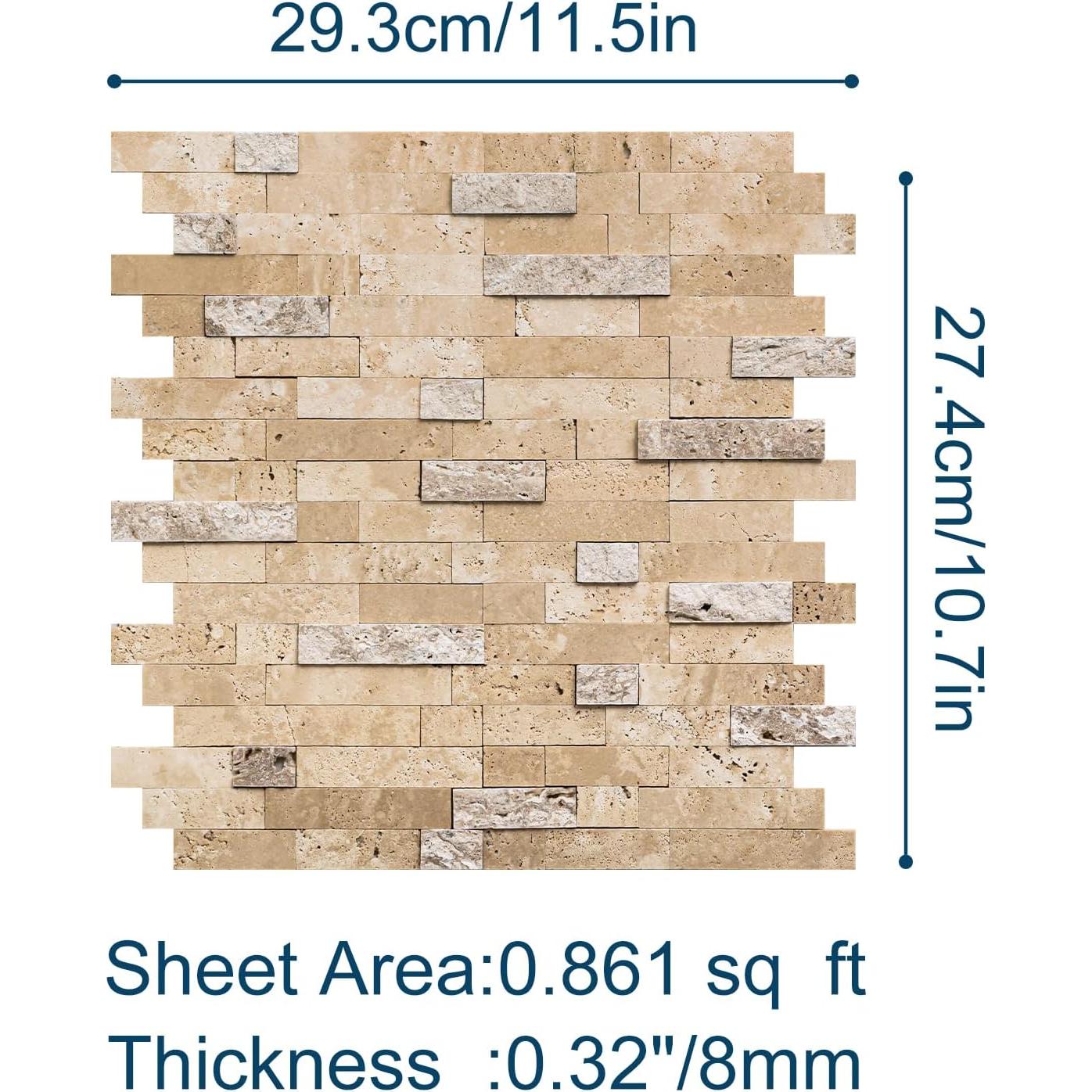 Azulejos de Mosaico 3D V-MOZZA Beige Mixto 5 Hojas 0.39m²