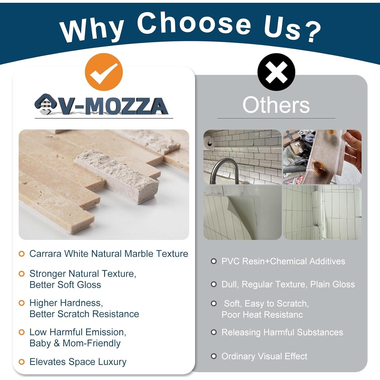 Azulejos de Mosaico 3D V-MOZZA Beige Mixto 5 Hojas 0.39m²