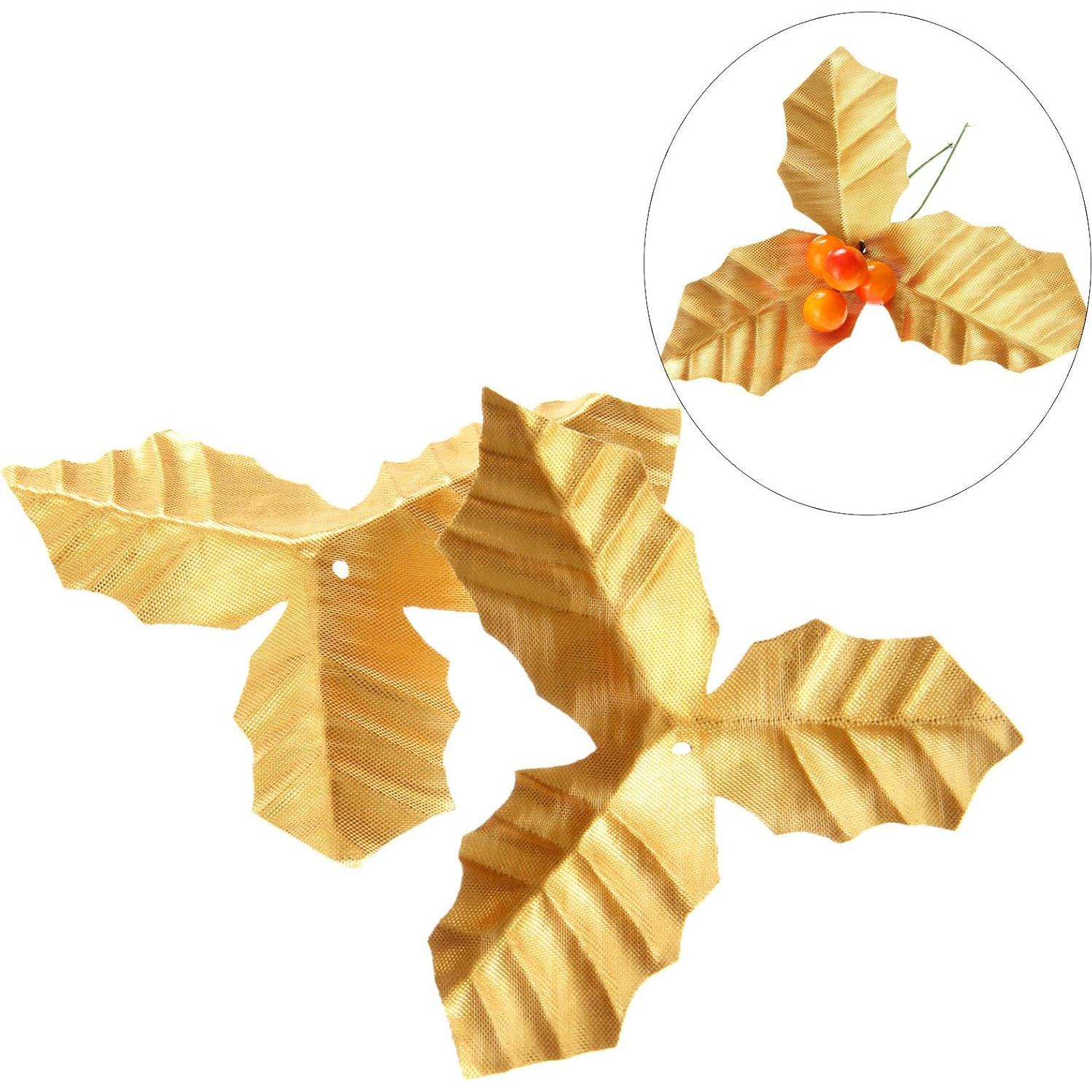 50 Hojas Artificiales de Seda Doradas Dophee para Decoración