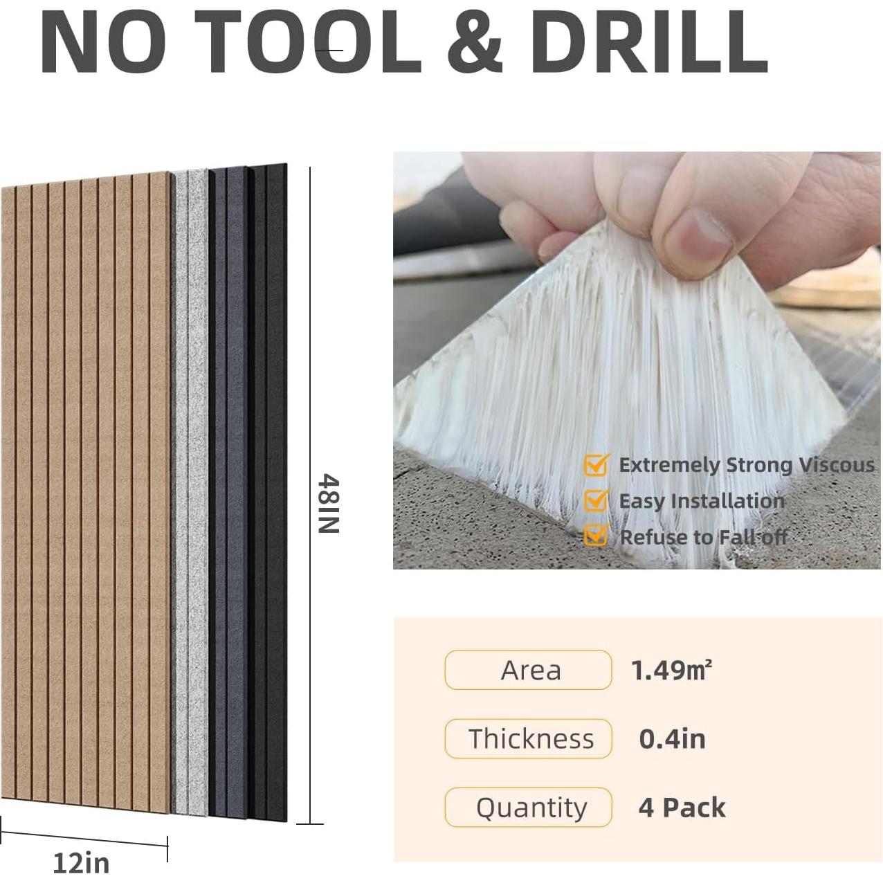 Paneles Acústicos de Pared Negros 4 Paquete 1.49m² Aislantes