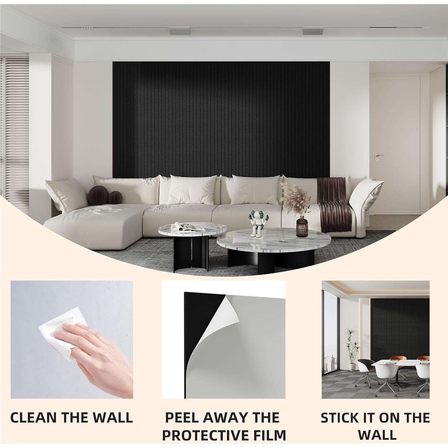 Paneles Acústicos de Pared Negros 4 Paquete 1.49m² Aislantes