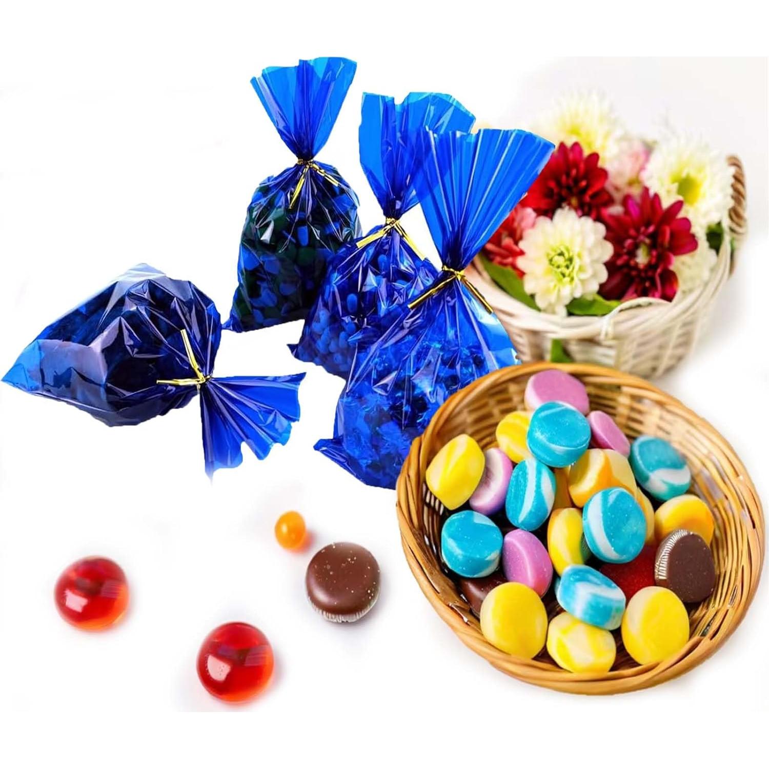 Bolsas de Celofán Azules prxififeq 100PC 15x23 cm con Cierres de Oro