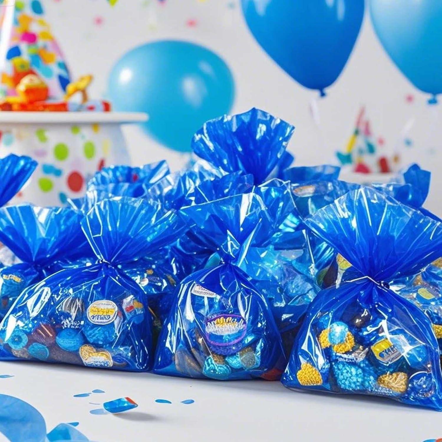 Bolsas de Celofán Azules prxififeq 100PC 15x23 cm con Cierres de Oro