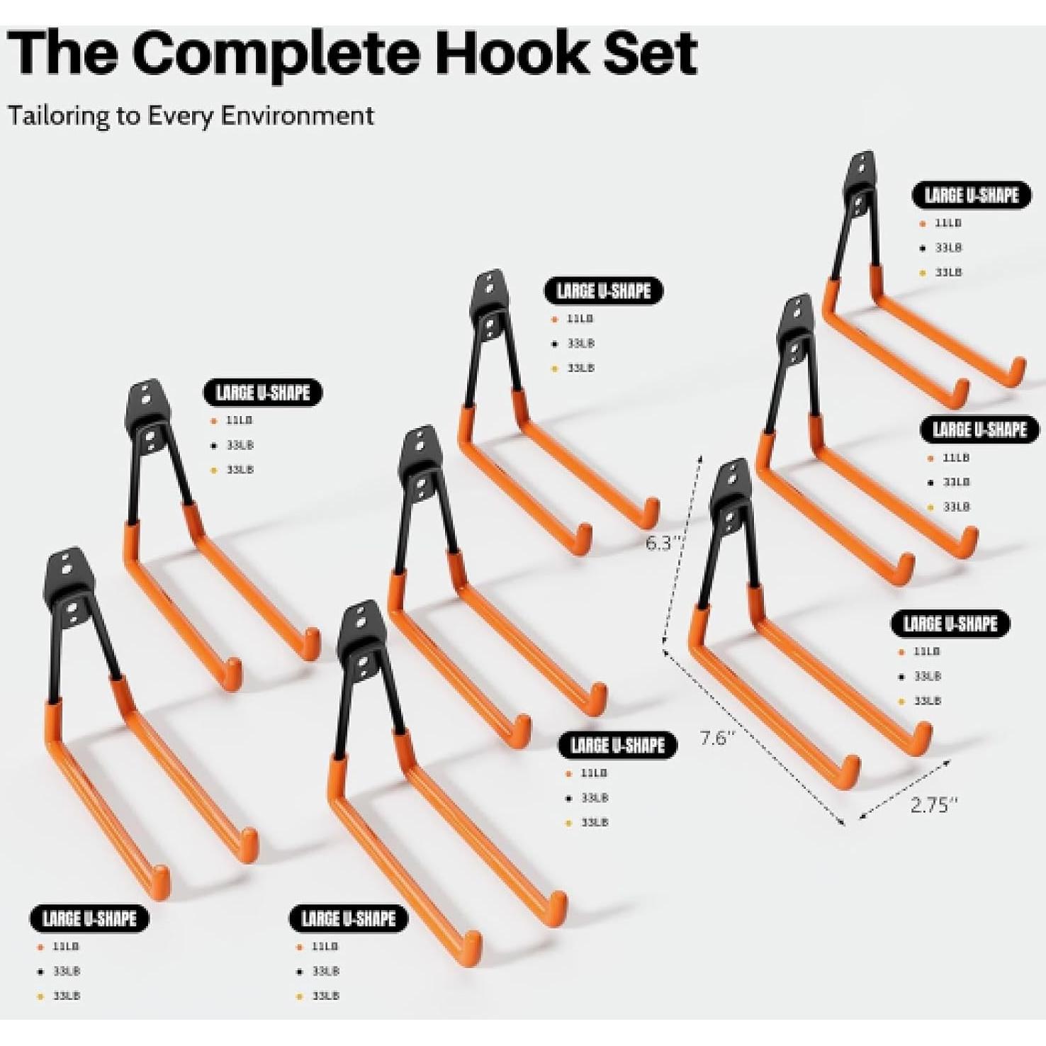 Ganchos de Garaje Wallavant Alta Resistencia 10 Piezas Naranja