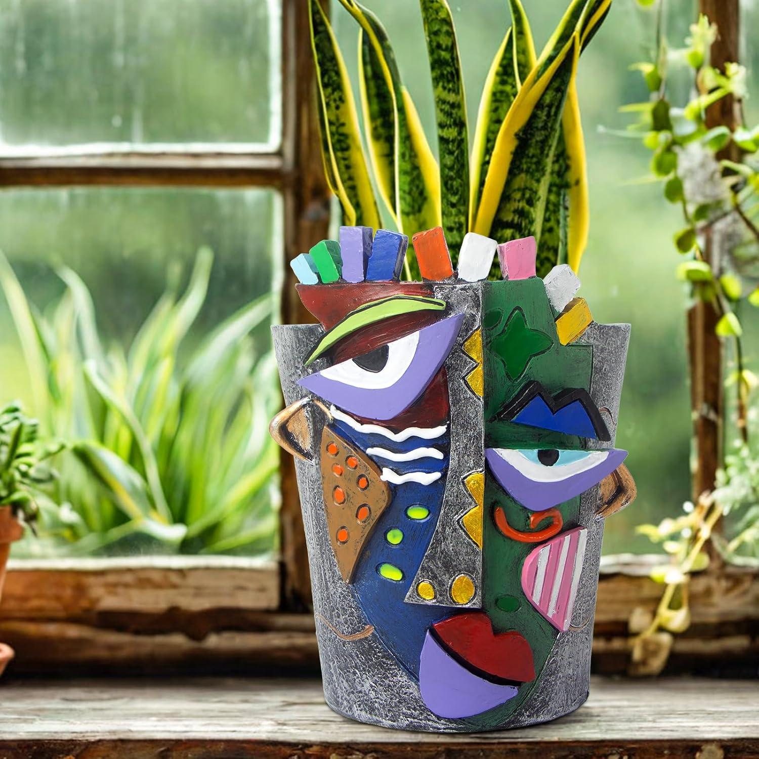 Maceta Abstracta de Cara Mrlikale 16.3 cm con Drenaje