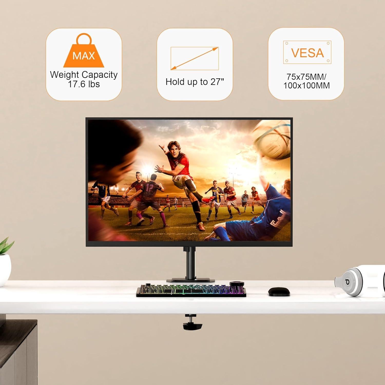 Soporte de Monitor Pholiten Ajustable 13-27 Pulgadas Negro