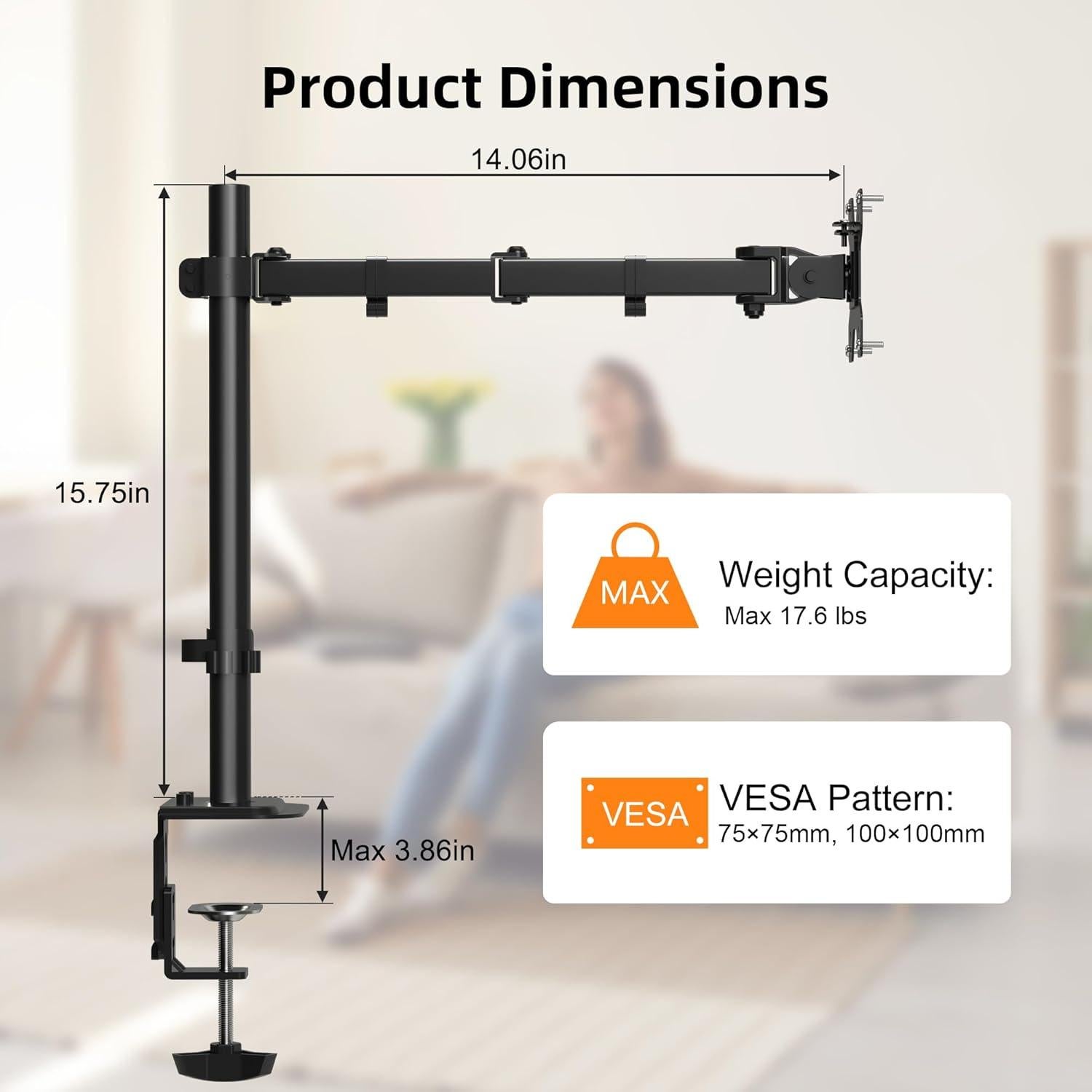 Soporte de Monitor Pholiten Ajustable 13-27 Pulgadas Negro
