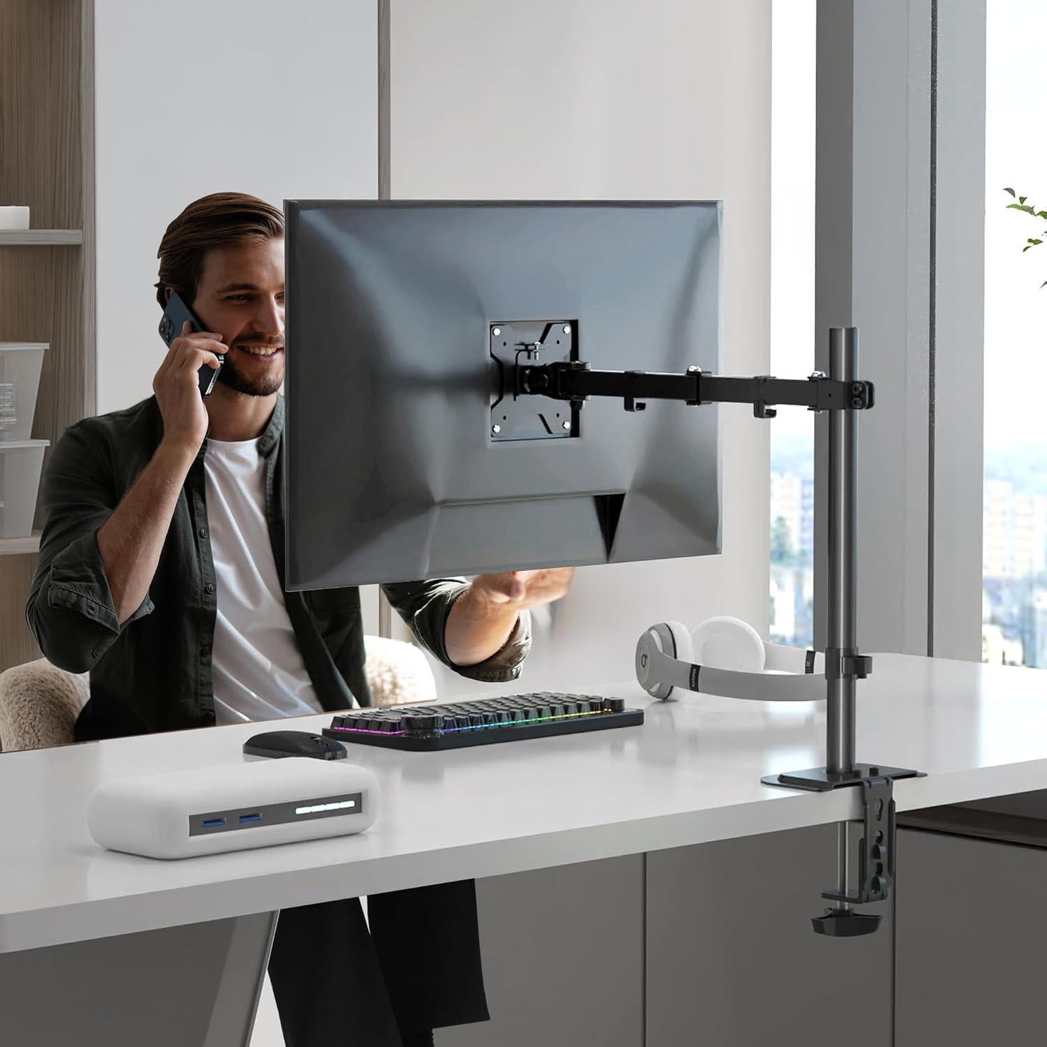 Soporte de Monitor Pholiten Ajustable 13-27 Pulgadas Negro